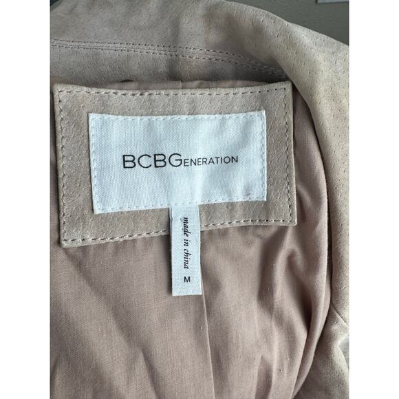 BCBG Leather motto jacket blush pink beige women’s size medium - Picture 3 of 8